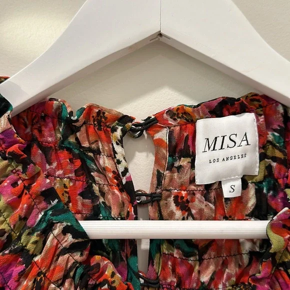 Misa Women's Marin Floral Long Sleeve Mini Dress Size Small Revolve Red Black - Picture 10 of 13